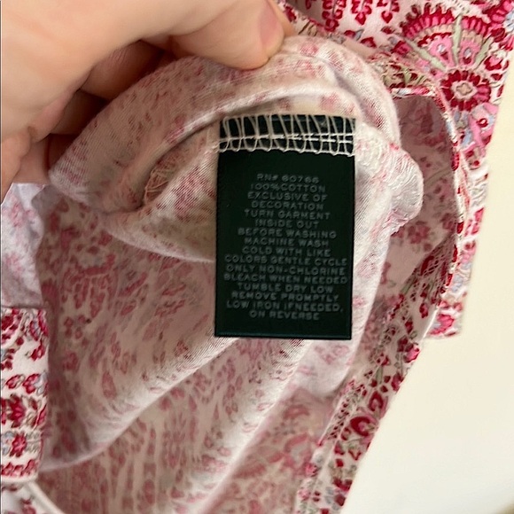 🌹Ralph Lauren 100% Cotton Floral Rose Red Pink Jacquard Paisley Sleep Shirt Gown - Picture 6 of 6